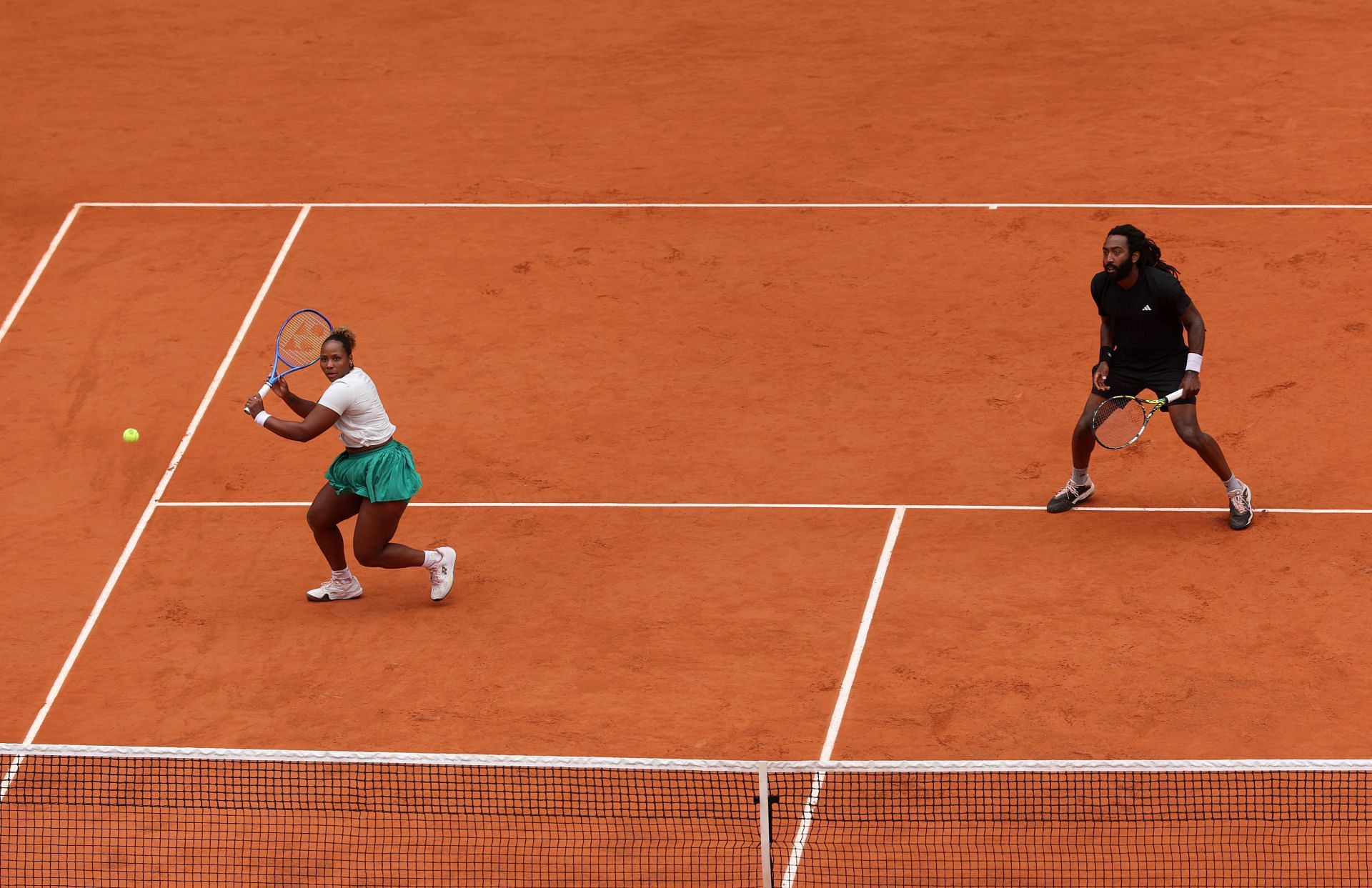 Evan King and Taylor Townsend at the 2025 French Open. (Source: Getty)